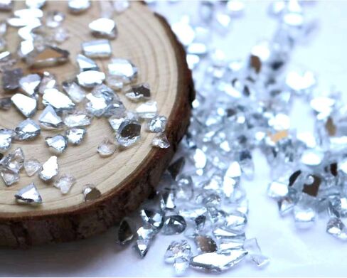 رقائق زجاجية مكسورة غير منتظمة من المرآة المكسورة، قطع زجاجية مكسورة من الكريستال اللامعة DIY، رشاشات زجاجية شفافة كبيرة الحجم 2-4 مم، لملء مزهرية فنية من الراتنج وصناعة المجوهرات اللامعة. (100 جم) in Kuwait