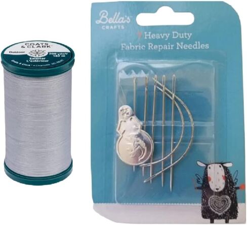 خيط المعيشة في الهواء الطلق من Coats، حزمة S971 بطول 200 ياردة مع إبر يدوية متنوعة شديدة التحمل من Bella's Crafts، 7 قطع (أسود) in Kuwait