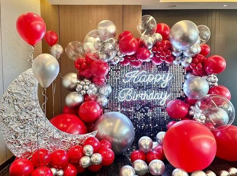 طقم قوس بالون وردي ساخن من FOTIOMRG 130 قطعة، 18 12 10 5 بوصة بالونات لاتكس وردية ساخنة بأحجام مختلفة لأعياد الميلاد وحفلات الزفاف وحفلات الزفاف وحفلات العازبة (مع خلفية هامشية) in Kuwait