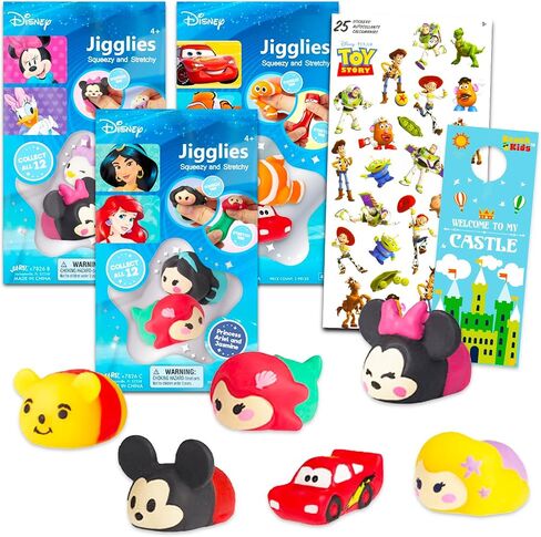 Disney Jigglies Stretchy Toys Mega Pack for Kids - Bundle with 3 Disney Stretchy Toy Sets with 2 Figurines Each Plus Stickers, More | Disney Collectibles, Disney Toys (6 Toys Total) in Saudi Arabia