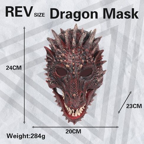Creativity Dragon Half Mask Novelty Halloween Carnival Head Mask Latex Red in Kuwait