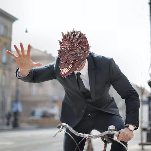 Creativity Dragon Half Mask Novelty Halloween Carnival Head Mask Latex Red in Kuwait