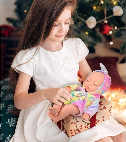 UNICORN ELEMENT دمية سوداء مقاس 8 بوصات دمية طفلة ومجموعة ملابس دمية طفلة من السيليكون الأفريقي قابلة للغسل، ملابس، عصابة شعر، حلقات شعر، دبوس شعر، ملصقات، أفضل هدية للأطفال in Kuwait