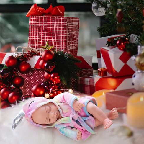 UNICORN ELEMENT دمية سوداء مقاس 8 بوصات دمية طفلة ومجموعة ملابس دمية طفلة من السيليكون الأفريقي قابلة للغسل، ملابس، عصابة شعر، حلقات شعر، دبوس شعر، ملصقات، أفضل هدية للأطفال in Kuwait