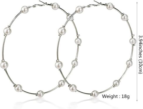 Pearl Hoop Earrings for Women Large Hoops Earrings Huge Circle Earrings Pearls Earrings Hoop Earrings for Wedding Jewelry Gifts Oversize Earrings in Saudi Arabia