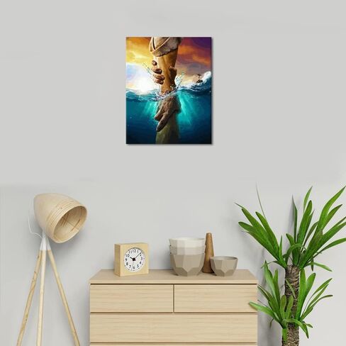 مجموعات الطلاء بالأرقام من TISHIRON، مجموعة طلاء المسيح يسوع حسب الرقم للبالغين والأطفال على ديكور حائط من القماش مع فرش الطلاء وصبغة أكريليك لديكور غرفة المعيشة المنزلية مع إطار مقاس 40.64 سم × 50.8 سم in Kuwait