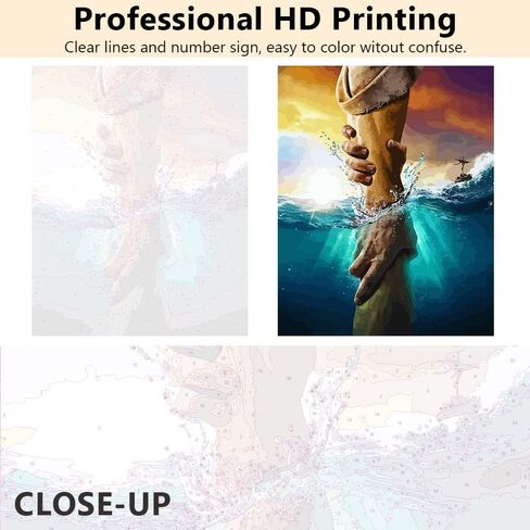 مجموعات الطلاء بالأرقام من TISHIRON، مجموعة طلاء المسيح يسوع حسب الرقم للبالغين والأطفال على ديكور حائط من القماش مع فرش الطلاء وصبغة أكريليك لديكور غرفة المعيشة المنزلية مع إطار مقاس 40.64 سم × 50.8 سم in Kuwait