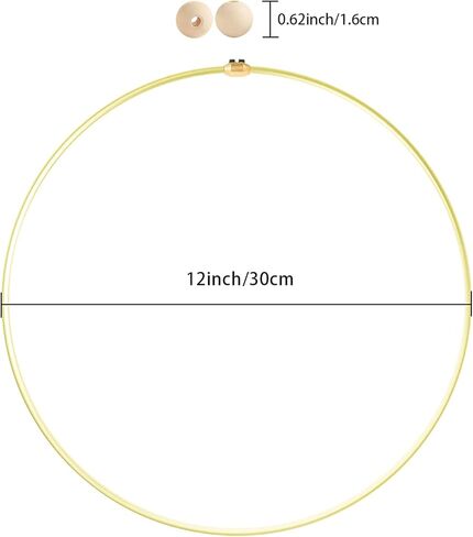 سينتيكر اكليل خرز خشبي، قطعتان من حلقات معدنية بتصميم زهور مقاس 12 انش مع 140 قطعة خرز خشبي لتزيين المنزل والباب الامامي والحرف اليدوية للتعليق على الحائط in Kuwait