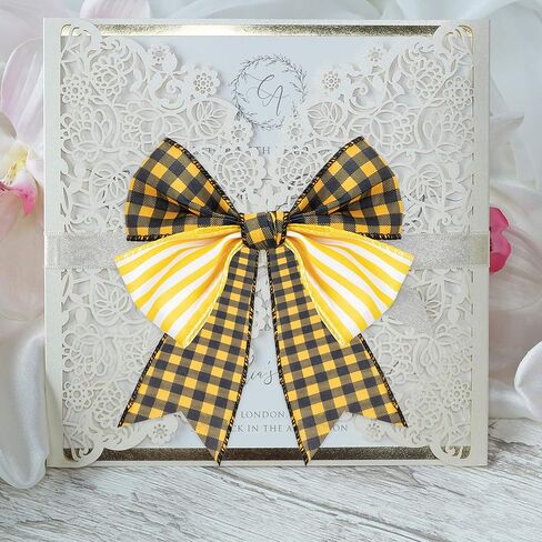 3sscha 6 Rolls Bee Wired Edge Ribbons Lemon Sunflower Daisy Wrapping Ribbon Spring Summer Yellow Black Buffalo Grid 2.5in x 30 Yards Hair Bow Decor for Home Wedding Anniversary Flower Wreath Bouquet in Kuwait