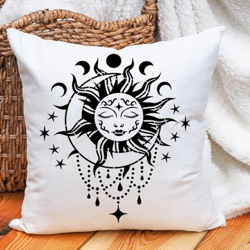 9 Pieces Large Mandala Sun and Moon Stencil Butterfly Flower Tree Paint Stencils for Crafts Reusable Templates Star Stencils for Painting Wood Wall Furniture Home Decor (Sun Moon) in Kuwait