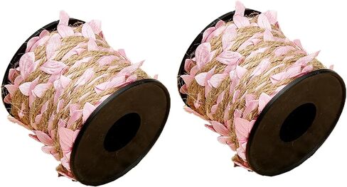 66 Feet Natural Jute Rattan Rope and Artificial Leaf Garland, 5MM Burlap Leaf Ribbon, Suitable for Wedding, Garden, Home, Jungle Party Decoration and DIY Handicraft Decoration (Blue) in Kuwait