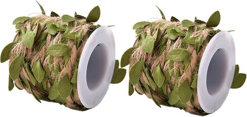 66 Feet Natural Jute Rattan Rope and Artificial Leaf Garland, 5MM Burlap Leaf Ribbon, Suitable for Wedding, Garden, Home, Jungle Party Decoration and DIY Handicraft Decoration (Blue) in Saudi Arabia
