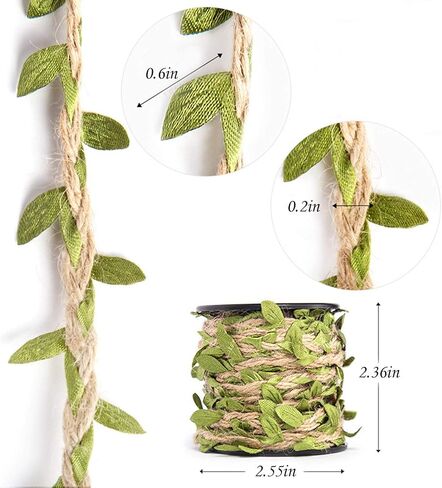 66 Feet Natural Jute Rattan Rope and Artificial Leaf Garland, 5MM Burlap Leaf Ribbon, Suitable for Wedding, Garden, Home, Jungle Party Decoration and DIY Handicraft Decoration (Blue) in Saudi Arabia