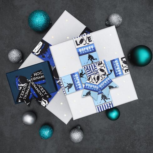 Hying 2 Rolls Curling Sport Ribbons for Wreath Bows, Sports Hockey Wired Edge Ribbons Blue White Burlap Ribbon Winter Sports Craft Ribbons for Gift Wrapping Camping Celebration Party Ornaments in Kuwait