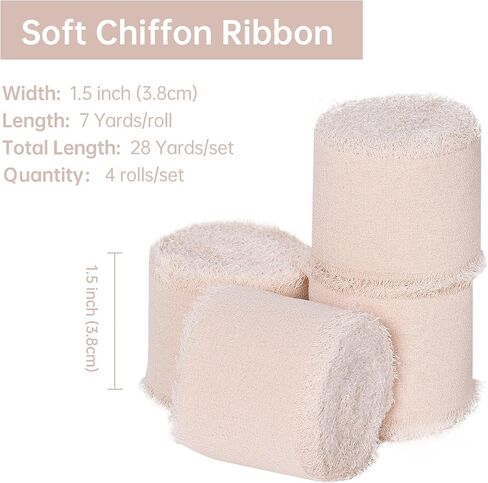 YAMA Chiffon Ribbon,Black,1-1/2 inch x 28 Yards Fringe Fabric Silk Ribbon, 4 Rolls *7 yds, for Wedding Invitations, Bridal Bouquets, Gifts Wrapping, Bow Making & Home Decorations in Saudi Arabia