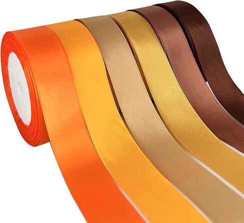 Orange Satin Ribbon 1/2 inch Terracotta Hair Satin Ribbon Bulk Solid Fall Ribbon for Harvest Backdrop Curtains Crafts Bows Gift Wrapping Fall Wedding Party Decoration - 6 Rolls,150 Yards(1/2 inch)) in Kuwait