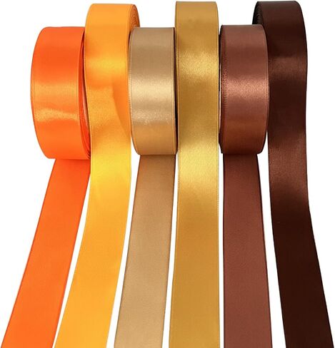 Orange Satin Ribbon 1/2 inch Terracotta Hair Satin Ribbon Bulk Solid Fall Ribbon for Harvest Backdrop Curtains Crafts Bows Gift Wrapping Fall Wedding Party Decoration - 6 Rolls,150 Yards(1/2 inch)) in Kuwait