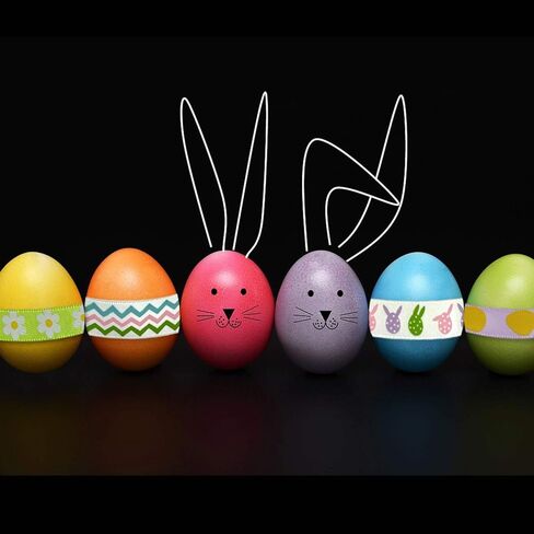 Llxieym Easter Ribbon Egg Bunny Flower Satin Ribbon Fabric Wrapping Gift Ribbon for Easter Decoration DIY Craft, 10 Rolls (Color 1) in Kuwait