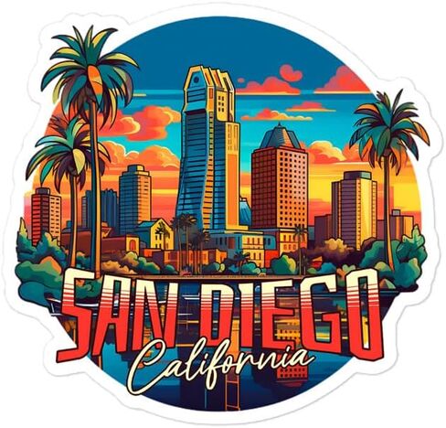 San Diego Sticker Souvenirs Small Decal for Water Bottle Laptop Notebook Tumbler Skateboard Computer Phone Size - 4″×4″ Funny Gift Graphic Decorative Wall in Saudi Arabia