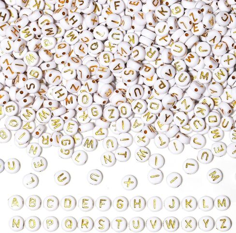 DUQGUHO 3500 قطعة من خرز الحروف لصنع المجوهرات والأساور DIY خرز الحروف الأبجدية من الأكريليك A-Z أبيض مستدير 26 حرف خرز أقراط إكسسوارات الحرف اليدوية in Kuwait
