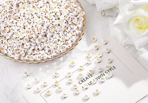 DUQGUHO 3500 قطعة من خرز الحروف لصنع المجوهرات والأساور DIY خرز الحروف الأبجدية من الأكريليك A-Z أبيض مستدير 26 حرف خرز أقراط إكسسوارات الحرف اليدوية in Kuwait
