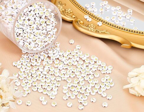 DUQGUHO 3500 قطعة من خرز الحروف لصنع المجوهرات والأساور DIY خرز الحروف الأبجدية من الأكريليك A-Z أبيض مستدير 26 حرف خرز أقراط إكسسوارات الحرف اليدوية in Kuwait