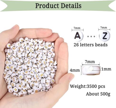 DUQGUHO 3500 قطعة من خرز الحروف لصنع المجوهرات والأساور DIY خرز الحروف الأبجدية من الأكريليك A-Z أبيض مستدير 26 حرف خرز أقراط إكسسوارات الحرف اليدوية in Kuwait