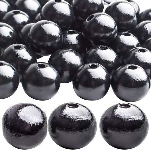 Aylifu Black Wooden Beads,100pcs 20mm Wooden Beads Round Wood Beads Loose Spacer Beads with 4.5mm Hole for DIY Crafts Handmade Decorations Jewelry Making in Saudi Arabia