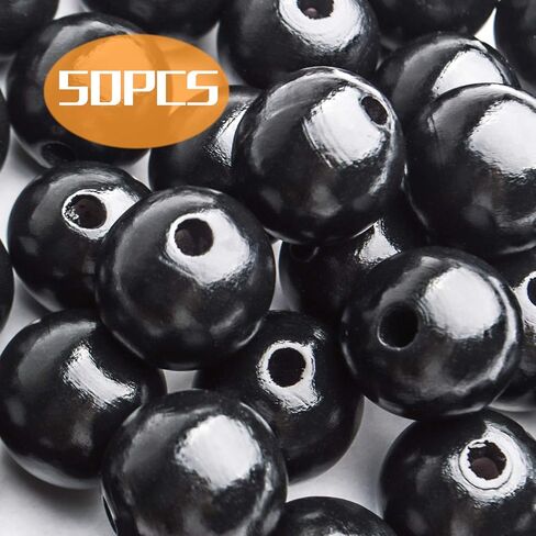Aylifu Black Wooden Beads,100pcs 20mm Wooden Beads Round Wood Beads Loose Spacer Beads with 4.5mm Hole for DIY Crafts Handmade Decorations Jewelry Making in Saudi Arabia