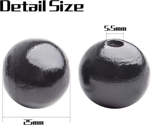 Aylifu Black Wooden Beads,100pcs 20mm Wooden Beads Round Wood Beads Loose Spacer Beads with 4.5mm Hole for DIY Crafts Handmade Decorations Jewelry Making in Saudi Arabia