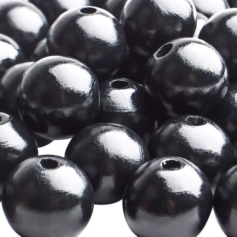 Aylifu Black Wooden Beads,100pcs 20mm Wooden Beads Round Wood Beads Loose Spacer Beads with 4.5mm Hole for DIY Crafts Handmade Decorations Jewelry Making in Saudi Arabia