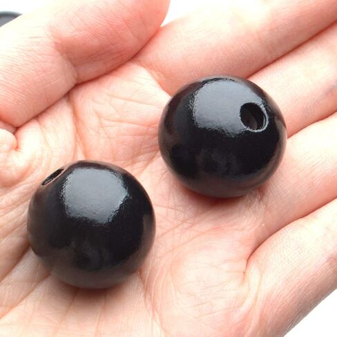 Aylifu Black Wooden Beads,100pcs 20mm Wooden Beads Round Wood Beads Loose Spacer Beads with 4.5mm Hole for DIY Crafts Handmade Decorations Jewelry Making in Saudi Arabia