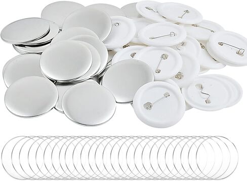 100 Pieces Blank Badge Button Parts for Button Making Machine - Metal Shells and Plastic Base Components, Badge Making Supplies for DIY Arts Crafts Gifts Souvenirs in Saudi Arabia