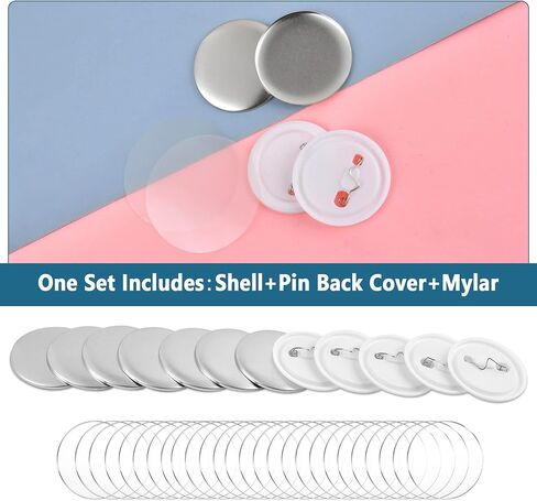 100 Pieces Blank Badge Button Parts for Button Making Machine - Metal Shells and Plastic Base Components, Badge Making Supplies for DIY Arts Crafts Gifts Souvenirs in Saudi Arabia