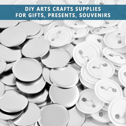 100 Pieces Blank Badge Button Parts for Button Making Machine - Metal Shells and Plastic Base Components, Badge Making Supplies for DIY Arts Crafts Gifts Souvenirs in Saudi Arabia