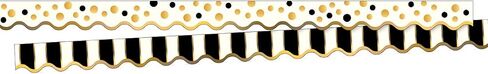 Barker Creek Double-Sided Scalloped Border, Gold Bars, for Bulletin Boards, Reception Areas, Halls, Break Rooms, Office, School, Home Learning Decor, 2.25" x 39’ (902) (Pack of 2) in Saudi Arabia