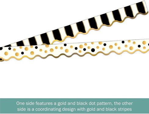 Barker Creek Double-Sided Scalloped Border, Gold Bars, for Bulletin Boards, Reception Areas, Halls, Break Rooms, Office, School, Home Learning Decor, 2.25" x 39’ (902) (Pack of 2) in Saudi Arabia
