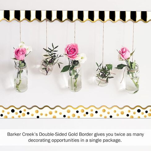 Barker Creek Double-Sided Scalloped Border, Gold Bars, for Bulletin Boards, Reception Areas, Halls, Break Rooms, Office, School, Home Learning Decor, 2.25" x 39’ (902) (Pack of 2) in Saudi Arabia