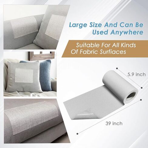 رقع إصلاح نسيج الكتان من KOCOZA، شريط إصلاح النسيج ذاتي اللصق مقاس 5.9 × 39 بوصة، مجموعات تصحيح الأريكة ذات الحجم الإضافي للأثاث والستائر والأريكة والألواح الأمامية والكراسي والملابس والخيام (5.9 × 39 أسود) in Kuwait