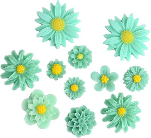 Zhiheng 44 Pack Flower Charms Daisy Peony Resin Flatback Beads for Jewelry Making Scrapbooking Phone Case Decor Hair Accessories Fairy Garden Decor in Kuwait
