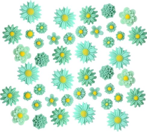Zhiheng 44 Pack Flower Charms Daisy Peony Resin Flatback Beads for Jewelry Making Scrapbooking Phone Case Decor Hair Accessories Fairy Garden Decor in Kuwait