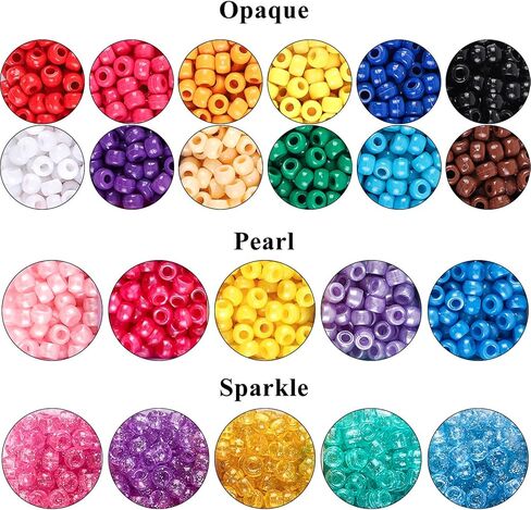 ديكوبدٍ مجموعة خرز مكونة من 3390 قطعة تحتوي على 3 الوان من الخرز البلاستيكي ونوعين من خرز الحروف مع خيوط مرنة بطول 10 متر، خيوط مضفرة بطول 15 متر لصنع المجوهرات مثل الاساور والقلائد in Kuwait