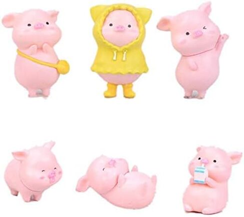 12 قطعة تماثيل خنزيرية صغيرة، ألعاب خنزيرية لطيفة وردية على شكل خنزير، أشكال يدوية الصنع لبيت الدمى ديكورات المنزل لتزيين الكعك in Kuwait
