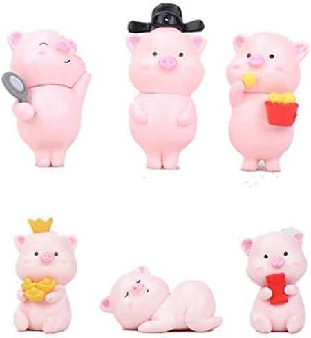 12 قطعة تماثيل خنزيرية صغيرة، ألعاب خنزيرية لطيفة وردية على شكل خنزير، أشكال يدوية الصنع لبيت الدمى ديكورات المنزل لتزيين الكعك in Kuwait