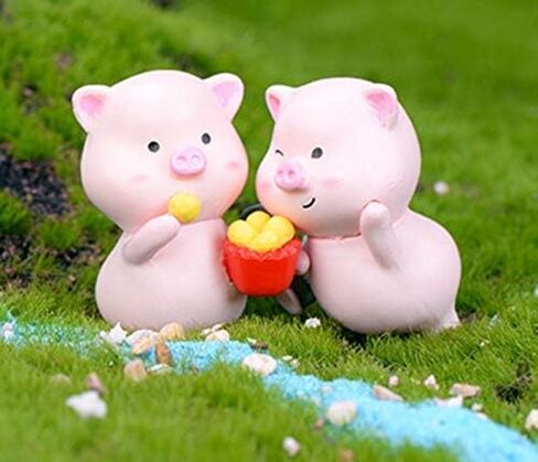 12 قطعة تماثيل خنزيرية صغيرة، ألعاب خنزيرية لطيفة وردية على شكل خنزير، أشكال يدوية الصنع لبيت الدمى ديكورات المنزل لتزيين الكعك in Kuwait