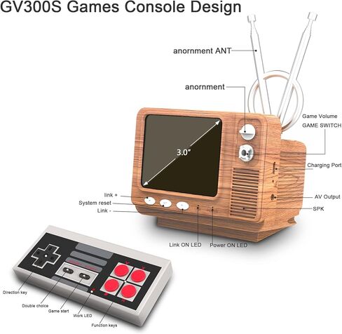 وحدة تحكم ألعاب محمولة ريترو مع 308 ألعاب كلاسيكية شاشة 3 بوصة تلفزيون صغير ألعاب فيديو يدعم مخرج AV ألعاب إلكترونية هدية عيد الميلاد للأولاد والبنات (وردي) in Kuwait