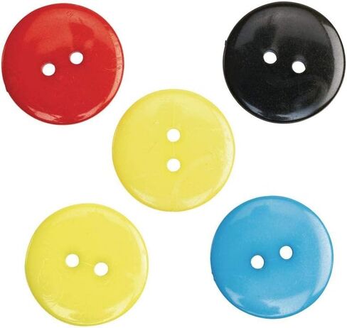 Colorations 100 PCS 20mm Buttons for Crafts, 2 Hole Round Sewing Buttons 4 Basic Colors, Red, Yellow, Blue, Black Craft Buttons for Sewing Scrapbooking and DIY Crafts in Saudi Arabia