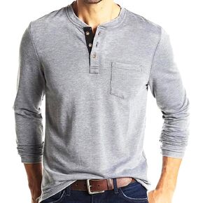 Henley Short/Long Sleeve T-Shirt Men's Fashion Cotton Casual Shirt Classic Lightweight Tops
