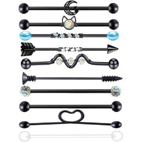 Suotarn 8-17 قطعة 38 مللي متر الفولاذ المقاوم للصدأ 14 جرام الحديد الصناعي الأذن الغضروف اللولب محارة ثقب بار 1 1/2 بوصة in Kuwait