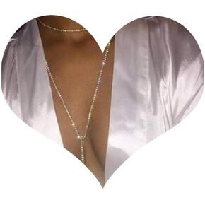 Kercisbeauty Multi Row Boho Tennis Chain Rhinestones Choker Long Chain Necklace for Women and Girls Jewelry (Silver)…